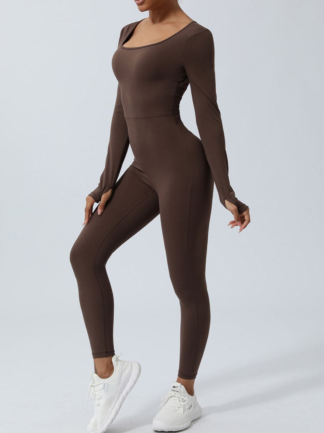 Twisted Backless Long Sleeve Jumpsuit.