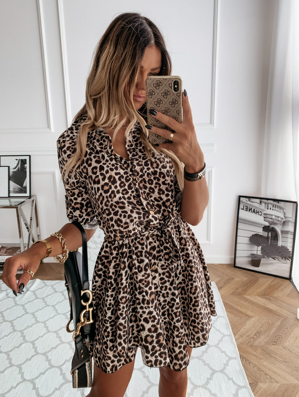 Spring Summer Sexy Print Shirt Dress Women Bella Mia