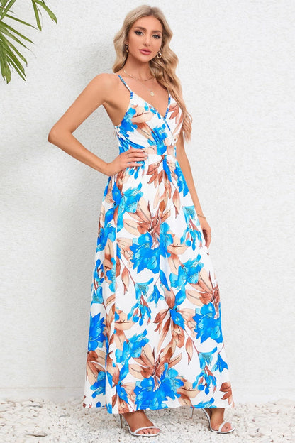 Printed Surplice Maxi Cami Dress.