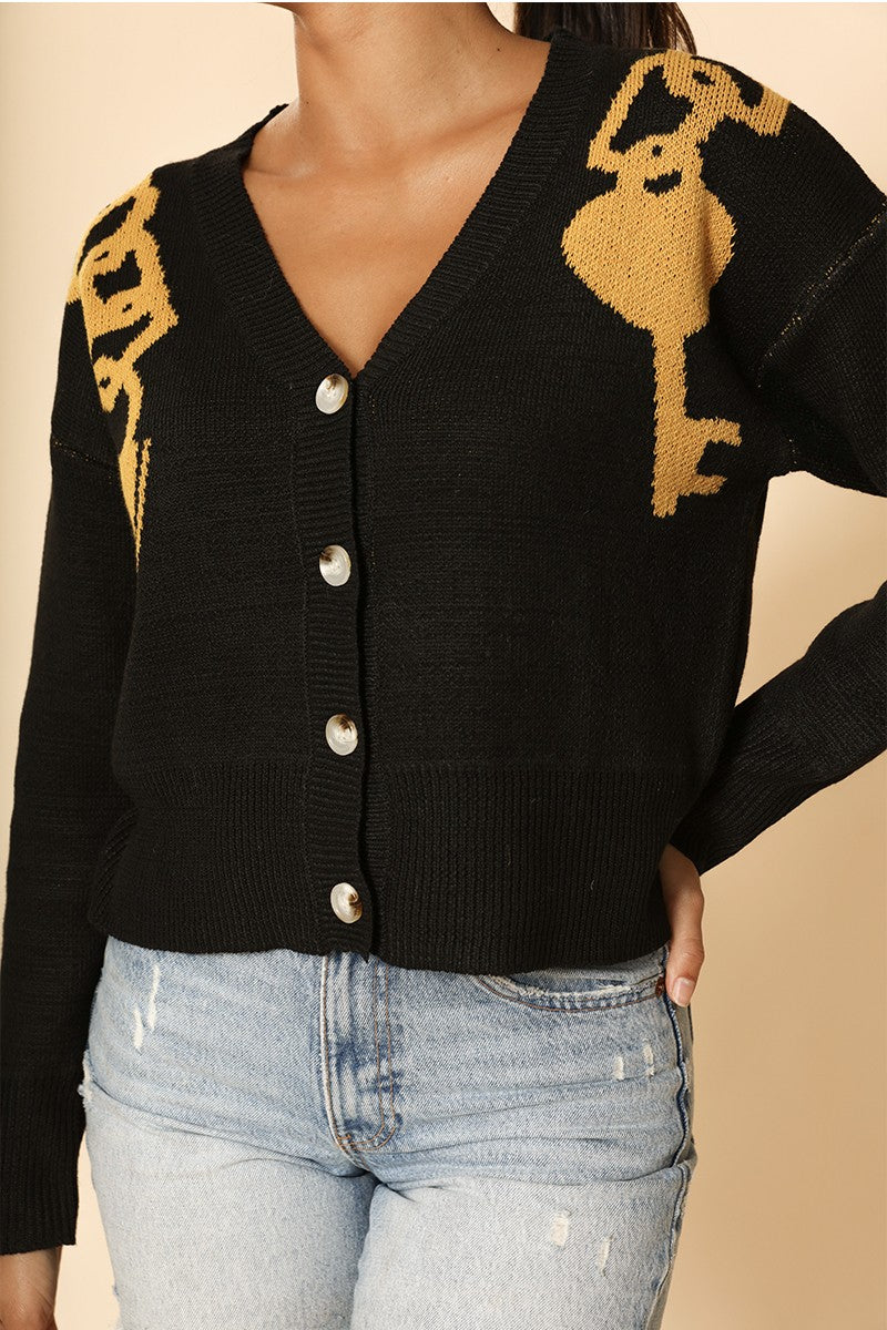 Lock and key chain cropped cardigan Miss Sparkling