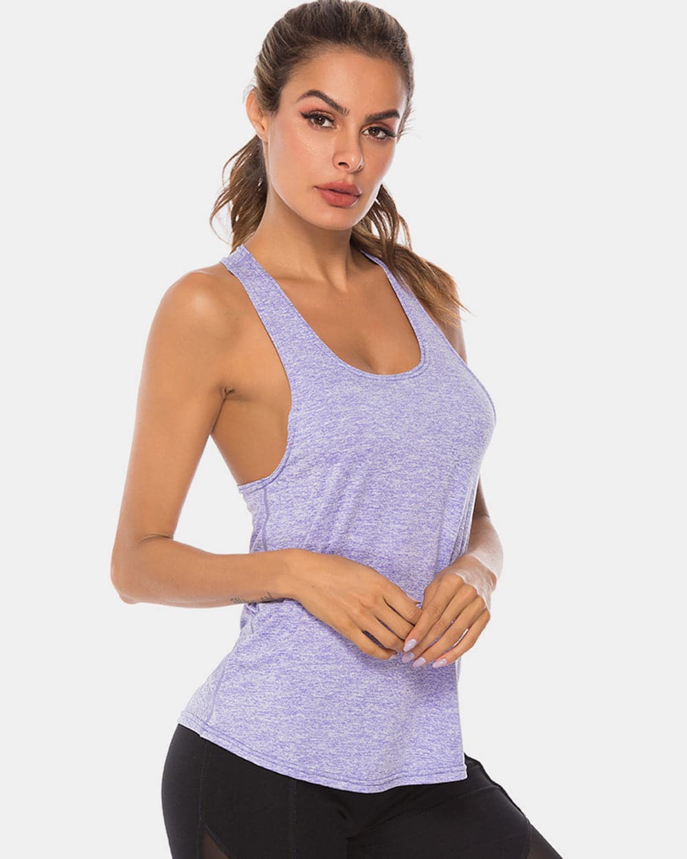 Full Size Scoop Neck Wide Strap Active Tank.