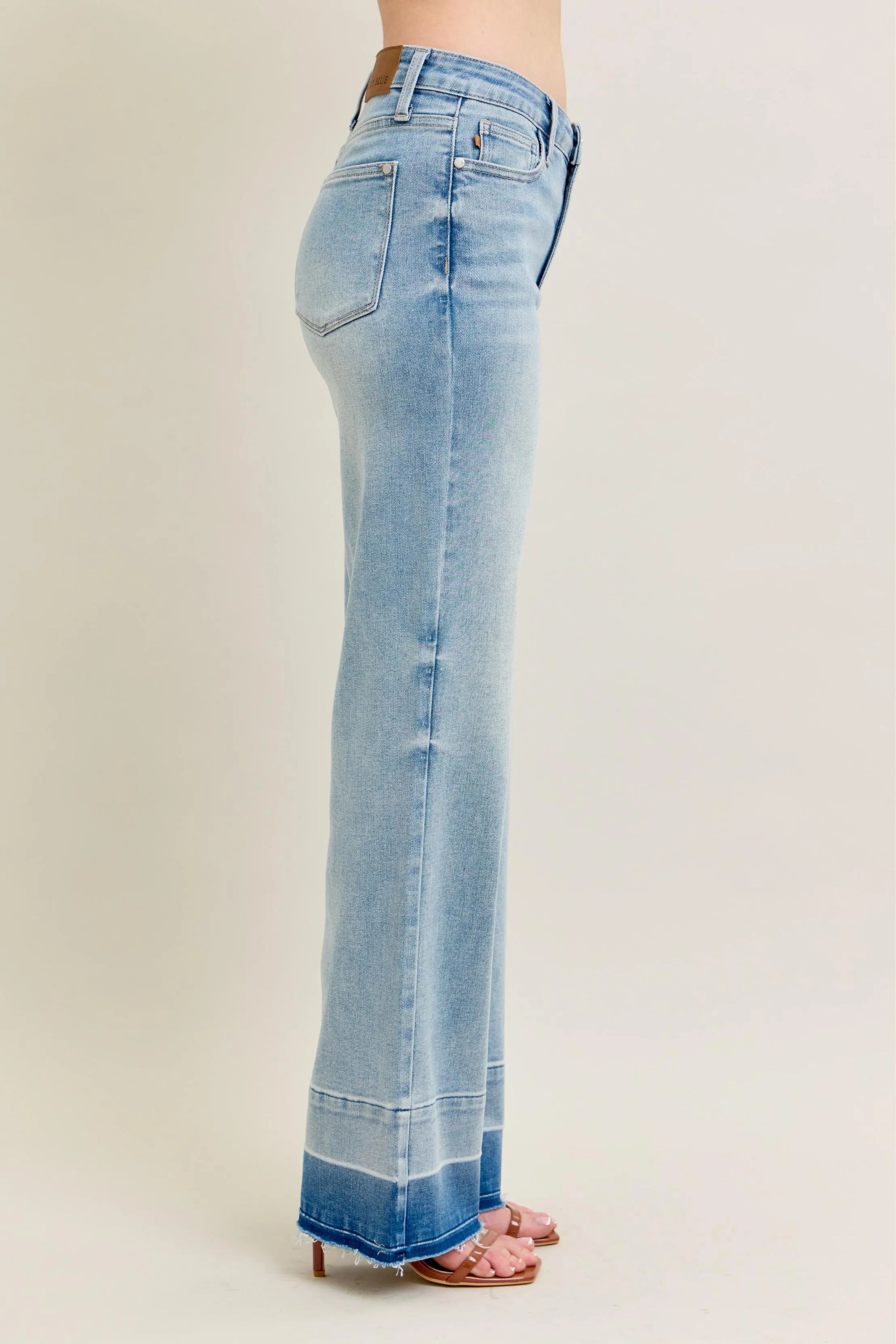 Judy Blue Plus Size Full Size Wide Leg Jeans with Released Hem - Love Salve 