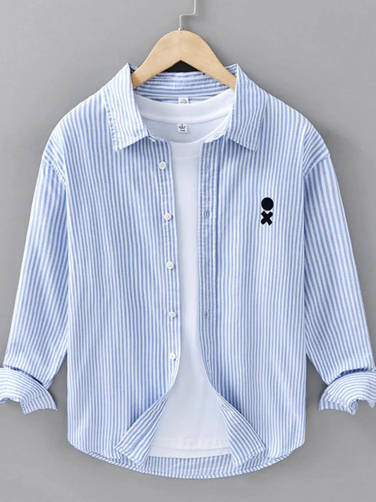 Men's Plus Size Striped Casual Long Sleeve Shirt Simply Love
