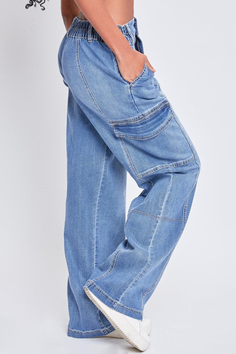 YMI Jeanswear High-Rise Straight Cargo Jeans.