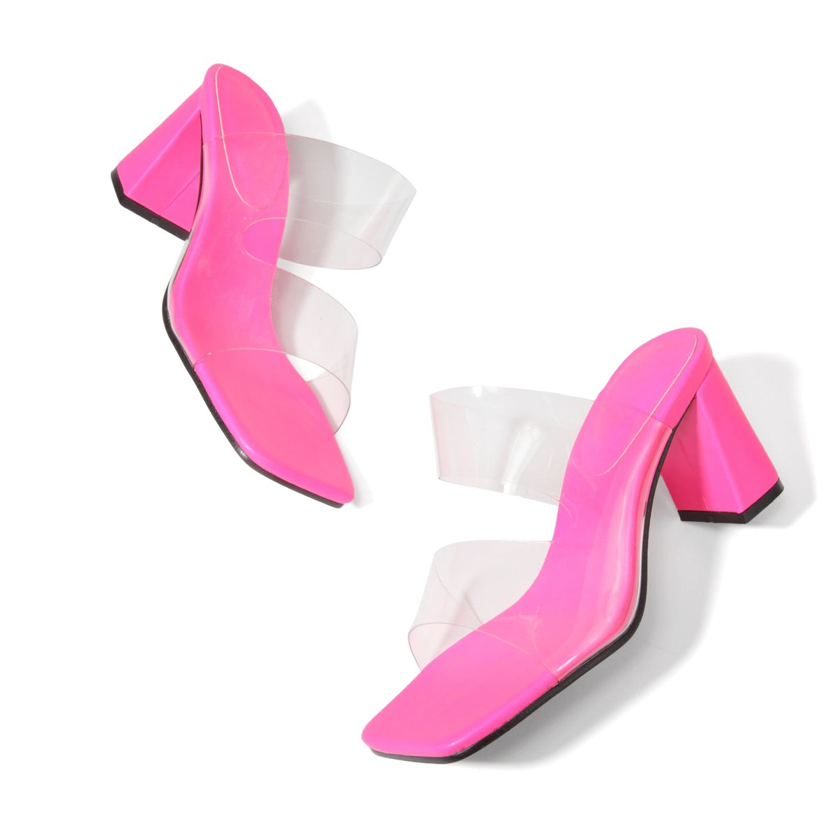 Candy Color Sandals High Heels Transparent PVC All Match High Heel Square Toe Sandals Bella Mia
