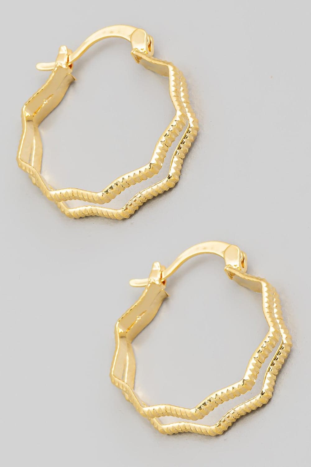 Chic double wave hoop earrings with secure pincatch closure