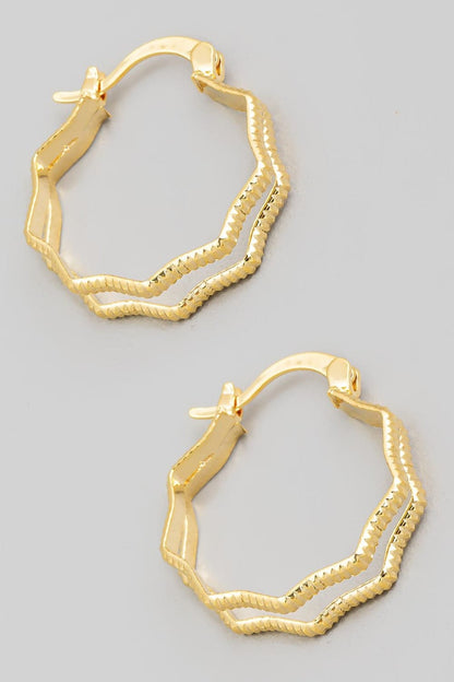 Chic double wave hoop earrings with secure pincatch closure