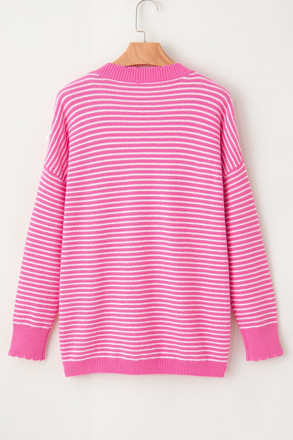 Striped V-Neck Long Sleeve Top.