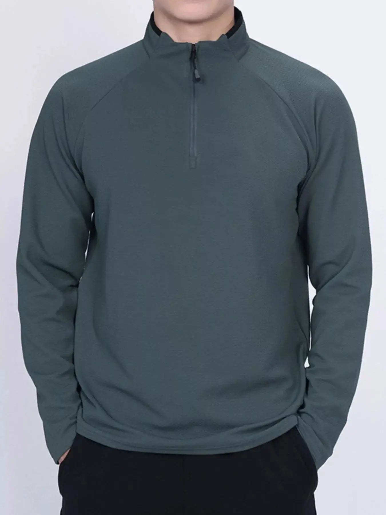 Men's Plus Size Casual Long Sleeve Quarter Zip T-Shirt Simply Love