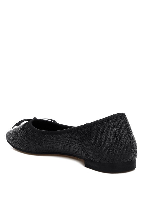 Elegant raffia ballet flats - bow detail