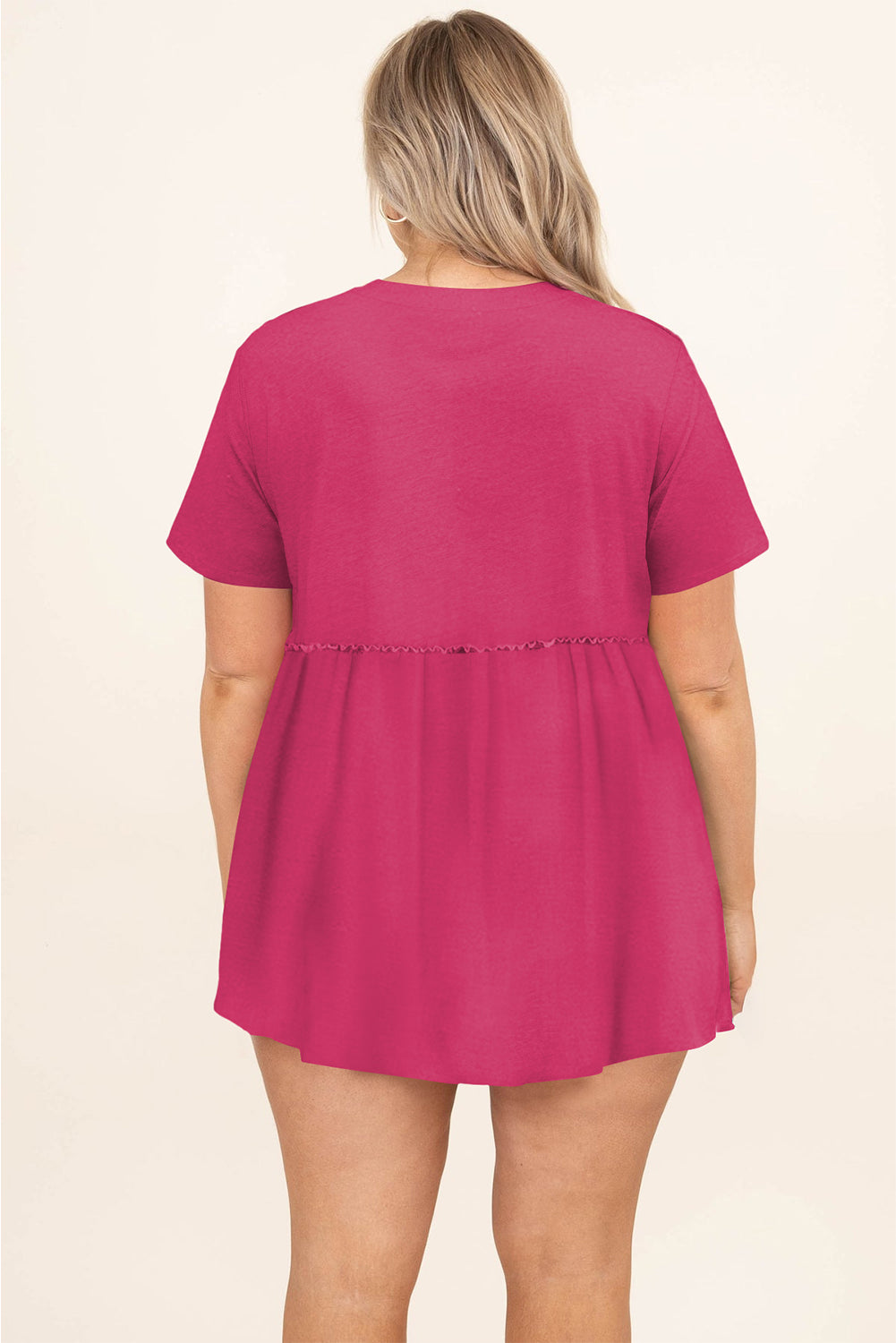 Elegant rose red flowy top for plus sizes