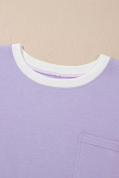 Color Block Patchwork Half Sleeve Oversized T Shirt