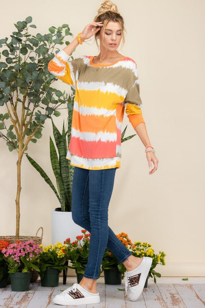 Celeste striped long sleeve tee for stylish comfort