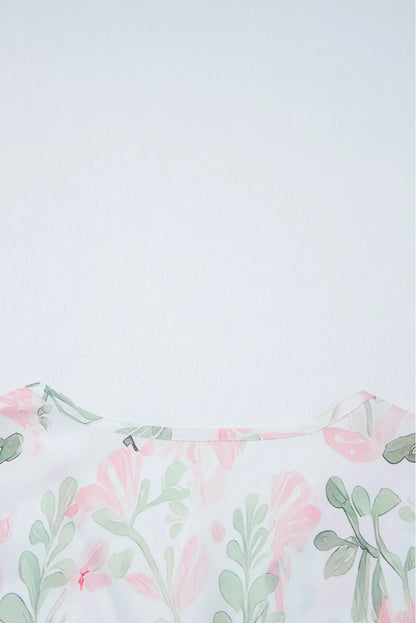 Tied Printed Short Sleeve Blouse
