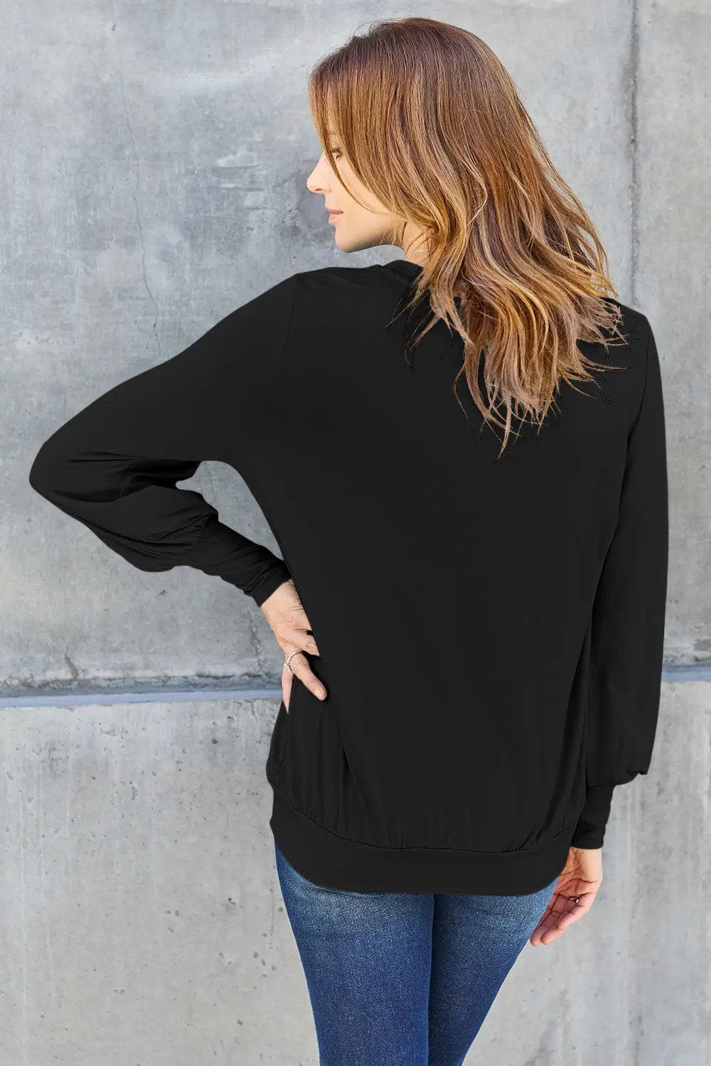 Basic Bae Full Size V-Neck Lantern Sleeve Top - Love Salve
