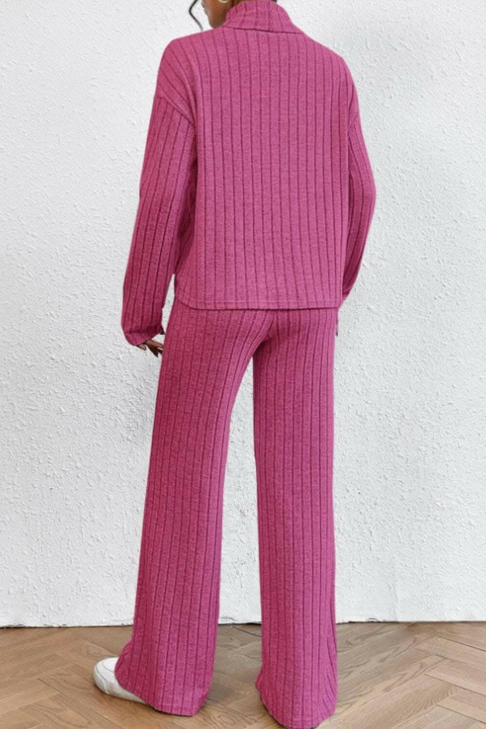 Chic mock neck top & pants set - Love Salve 