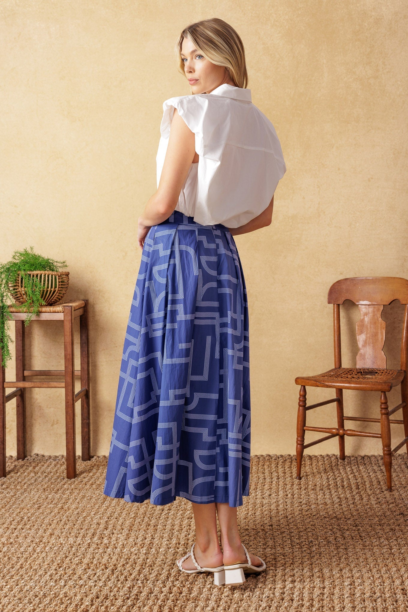 LEAVES OF TOMORROW WOVEN MIDI SKIRT Flying Tomato