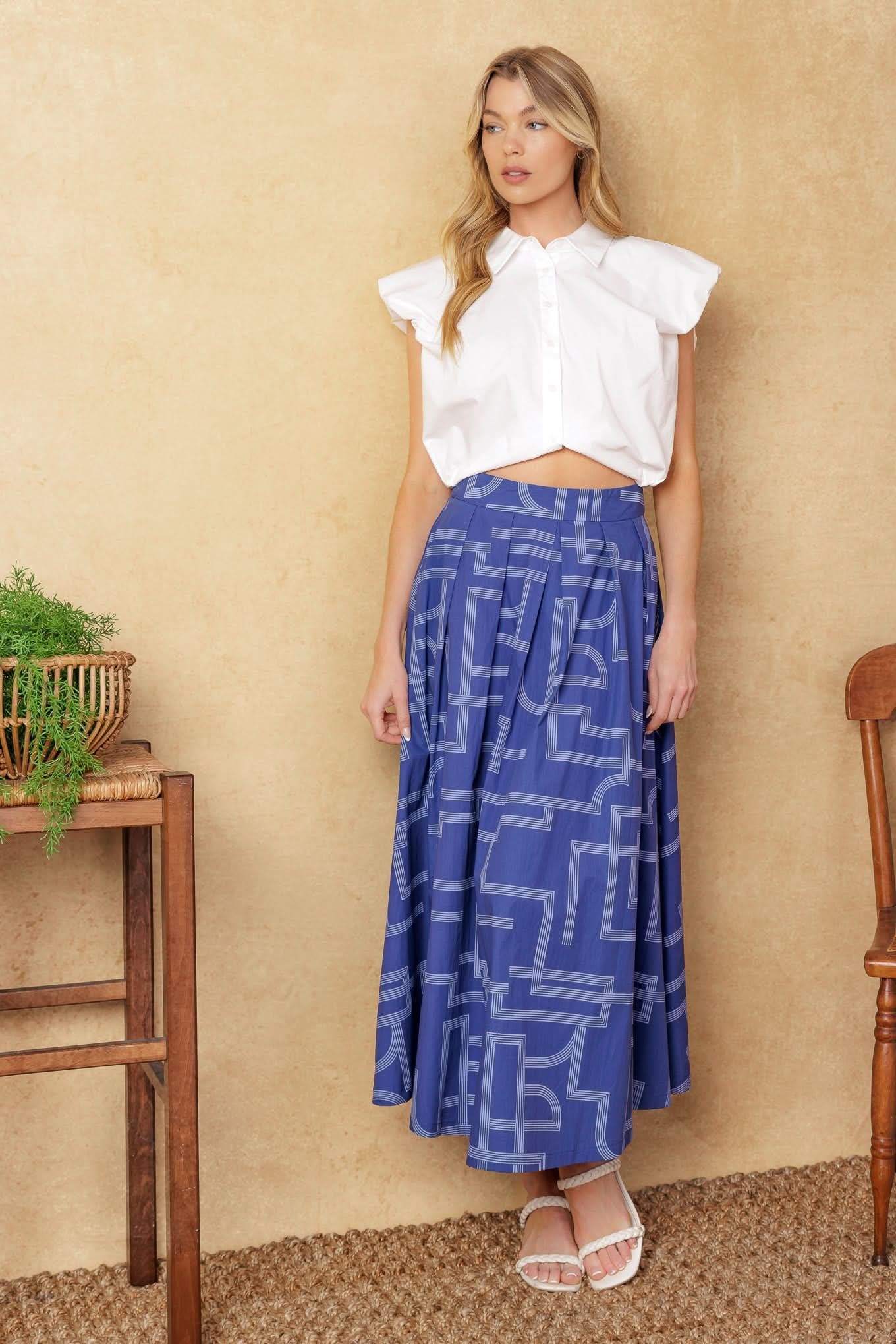 FUTURE FOLIAGE WOVEN MIDI SKIRT