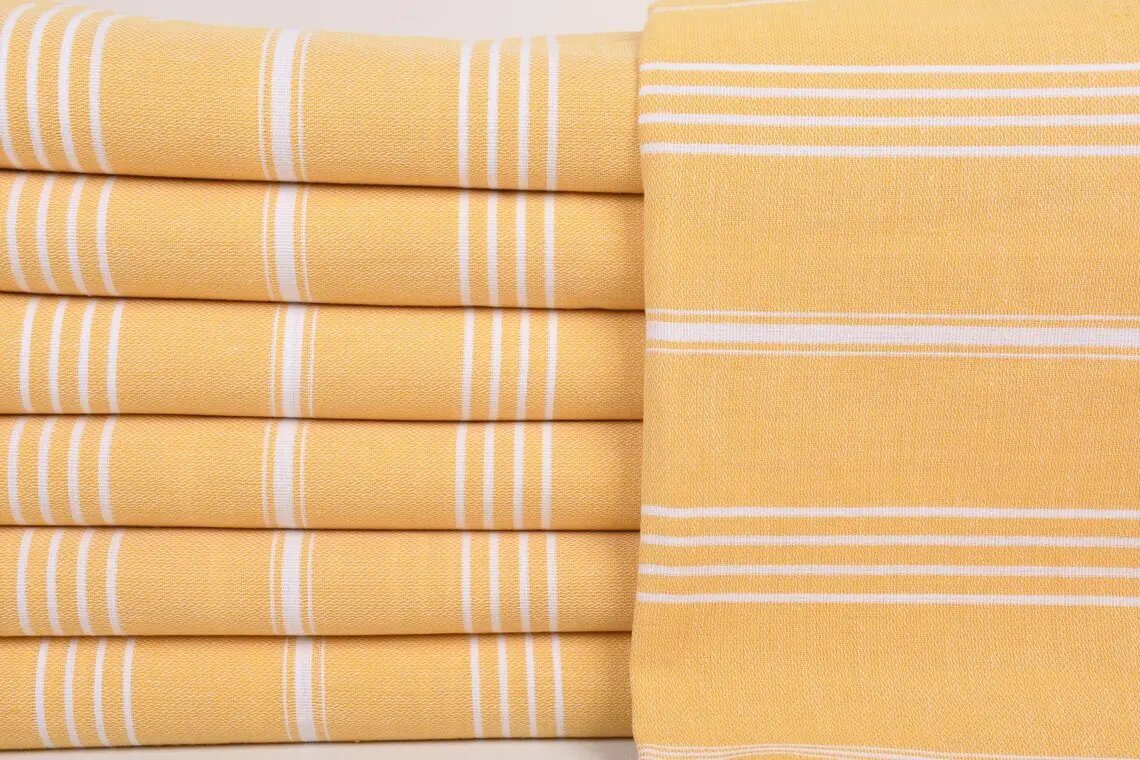 Mustard Monaco Turkish Towel 40 Inch by 70 Inch Eco Friendly Quick Drying Absorbent Beach Bath Scarf Blanket - Love Salve 