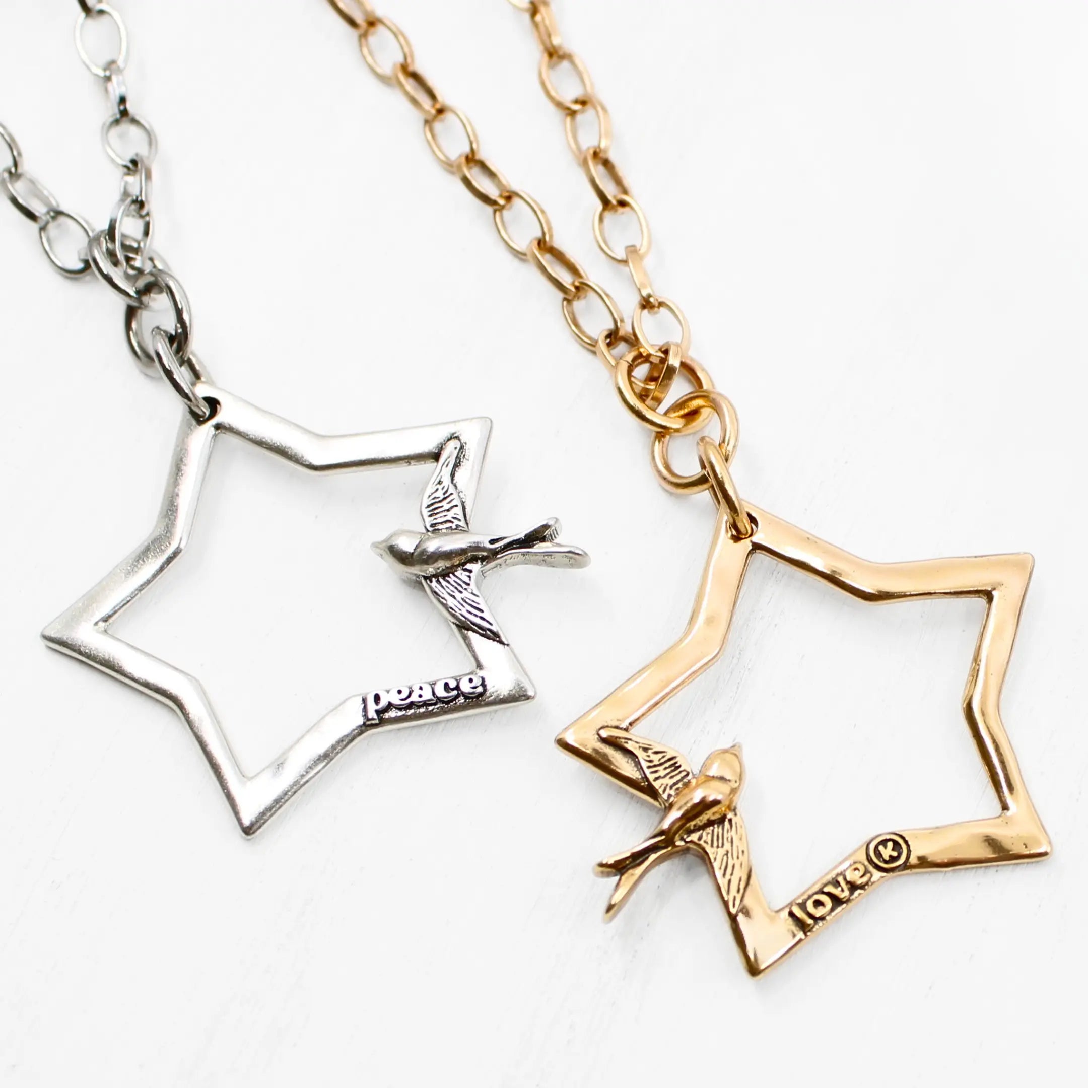Peace & Love Star and Bird Original Lite Necklace Katia Designs