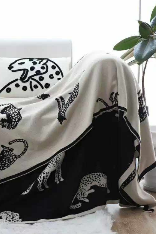 Black And Ivory Cheetah Luxury Throw Blanket For Sofa Nash Grey Wholesale