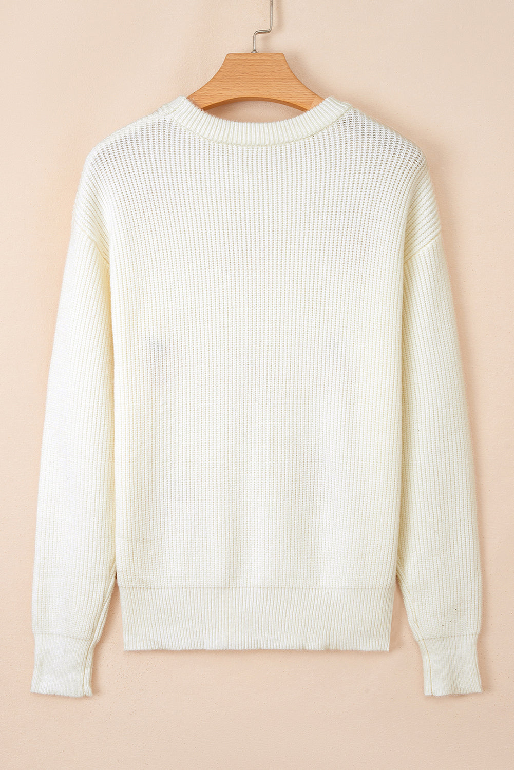 Beige Pumpkin Embroidered Ribbed Thanksgiving Sweater Dear-Lover Dropshipping