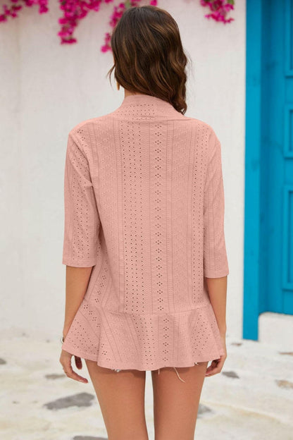 Half Sleeve Open Front Cardigan.