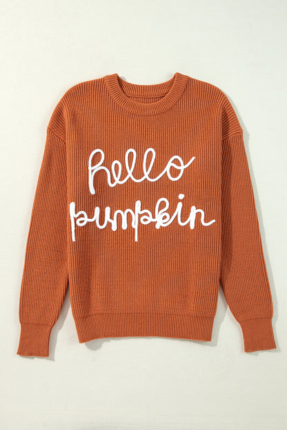 Flamingo autumn vibes "hello pumpkin" graphic sweater