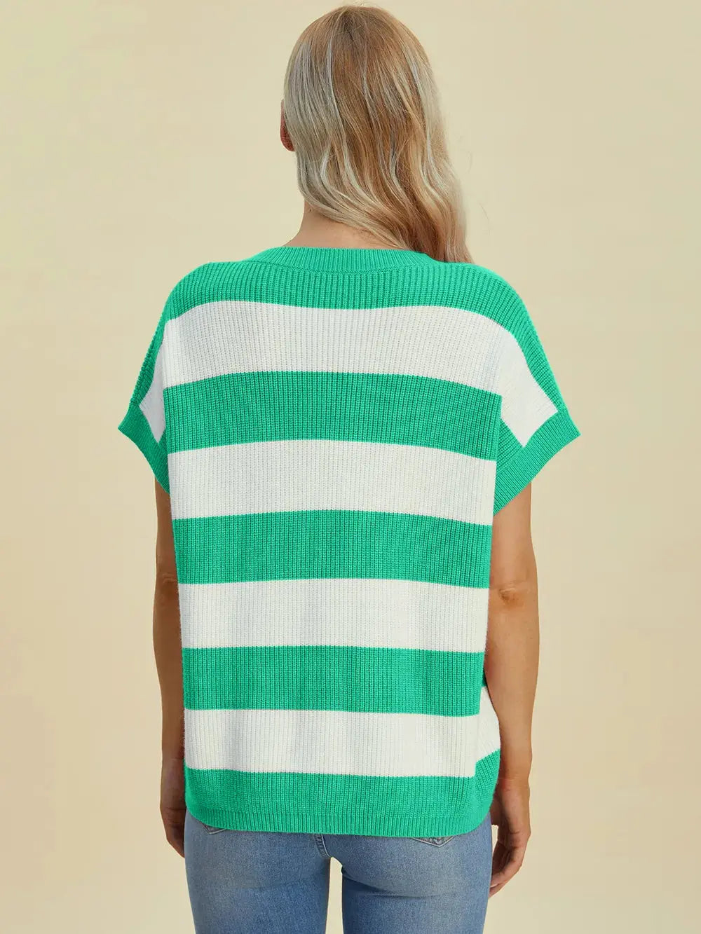 Double Take: Striped V-Neck Sweater - Love Salve
