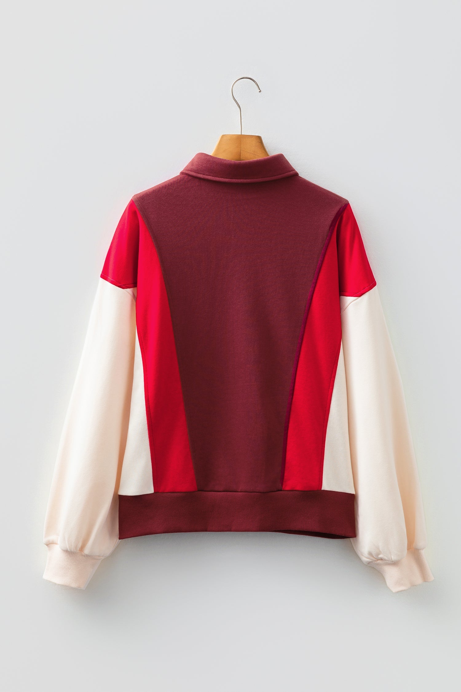 Unisex Fiery Red Color Block Patchwork Snap Button Oversize Hoodie Dear-Lover Dropshipping