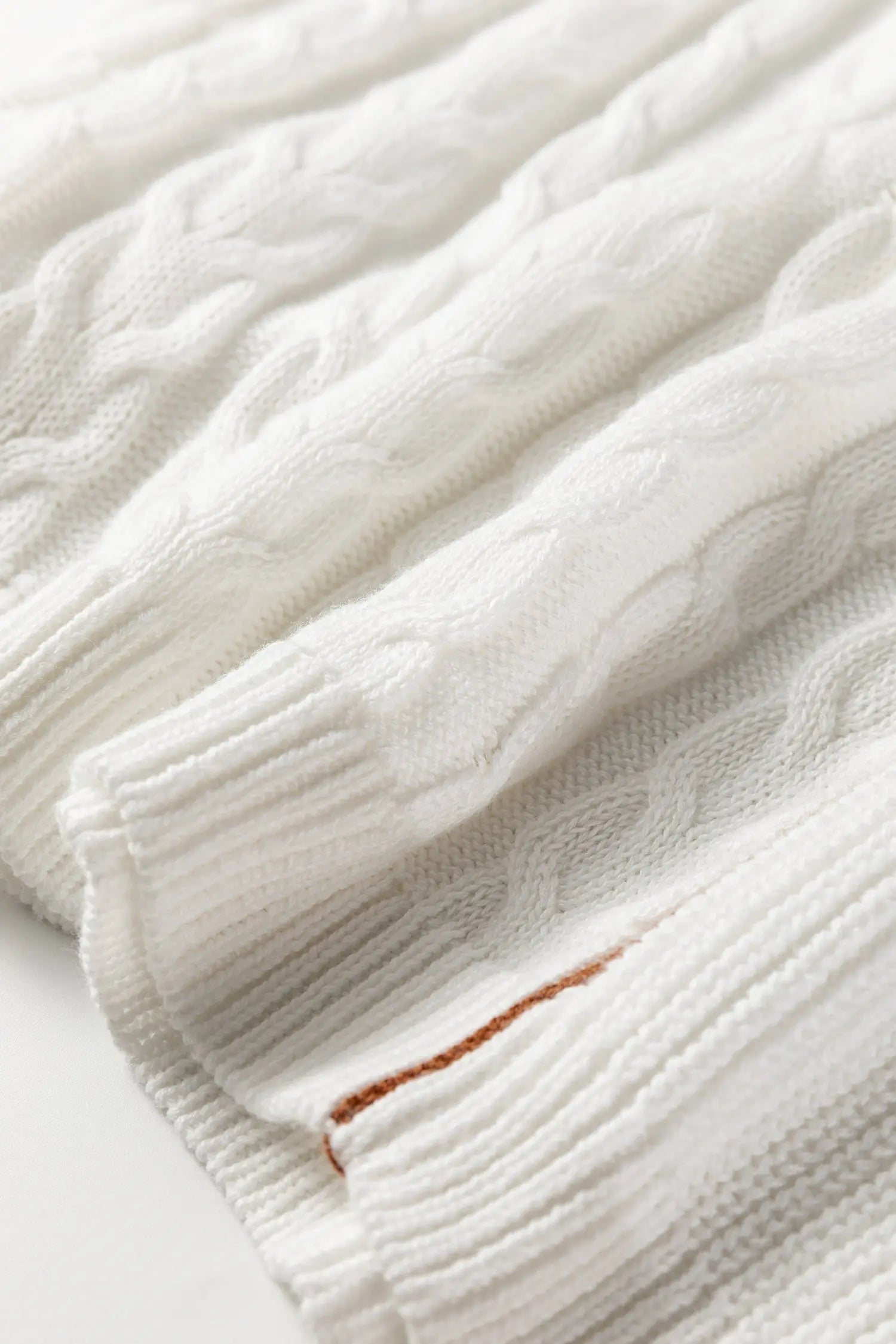 White Mix Texture Patchwork Knit Sweater With Contrast Stitch Mock Neck Dear-Lover Dropshipping