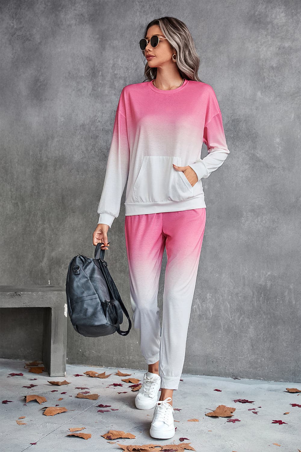 Gradient Round Neck Sweatshirt and Joggers Set.