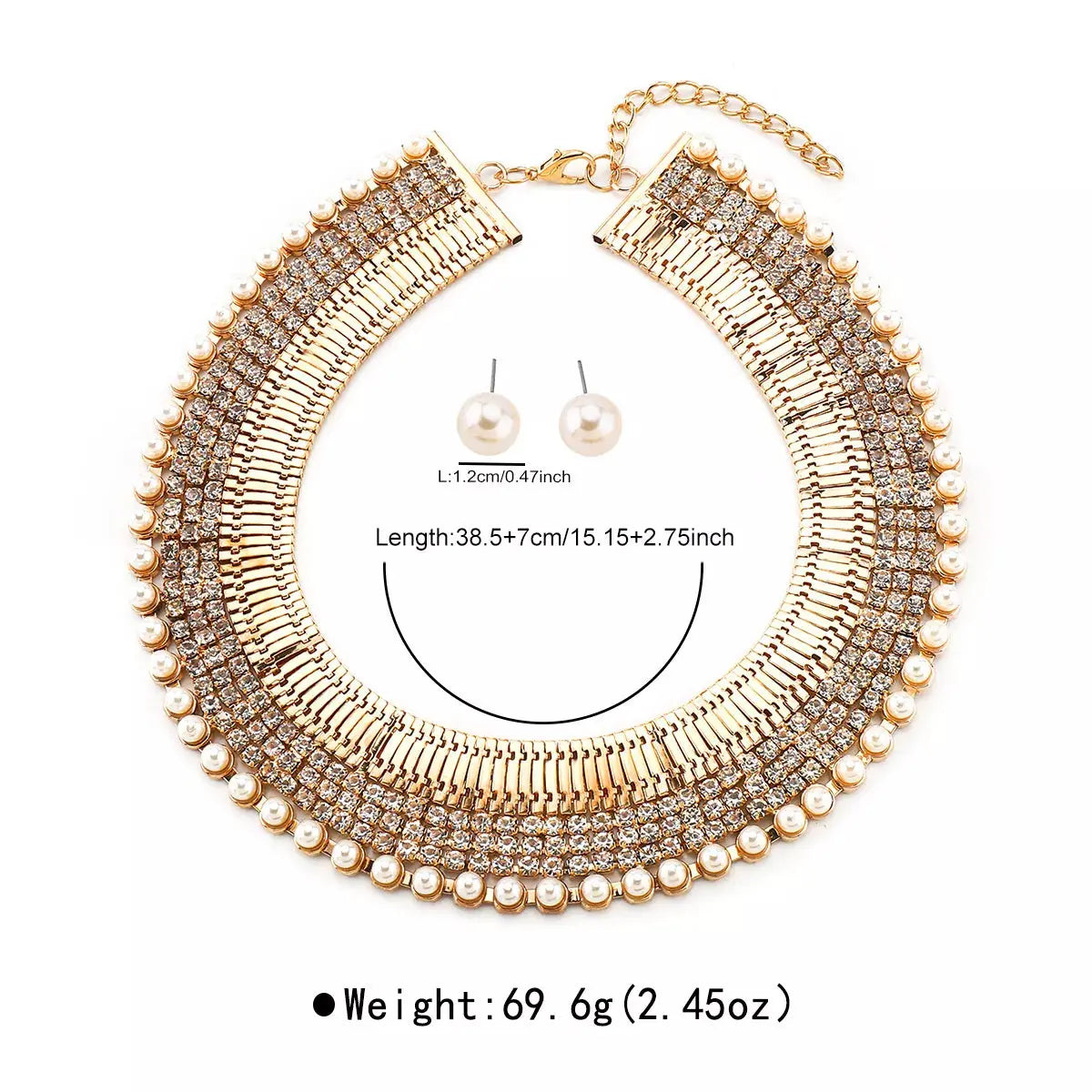 18K Gold-Plated Pearl Earrings and Necklace Jewelry Set Simply Love