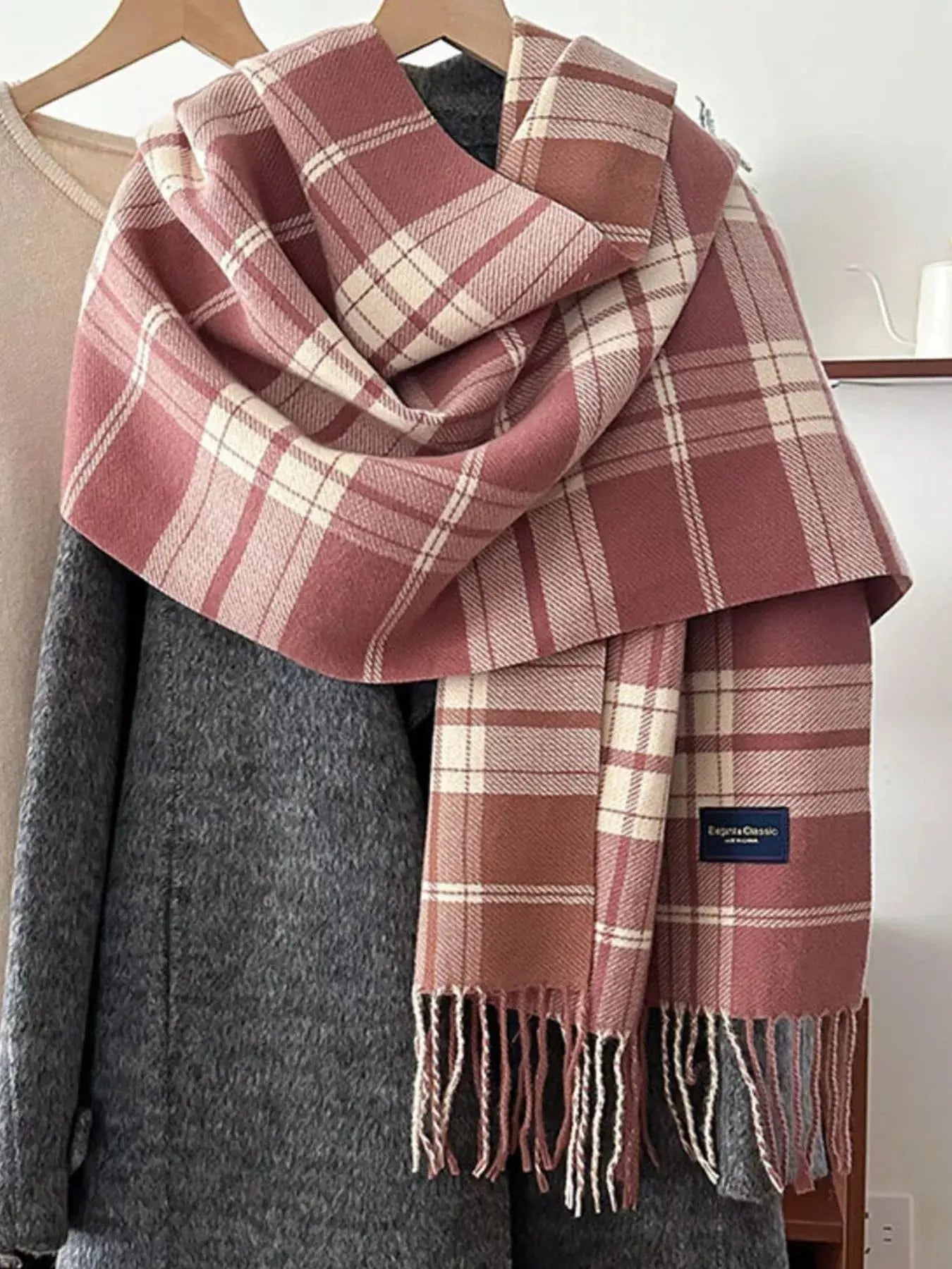 Classic Fringe Plaid Scarf Simply Love