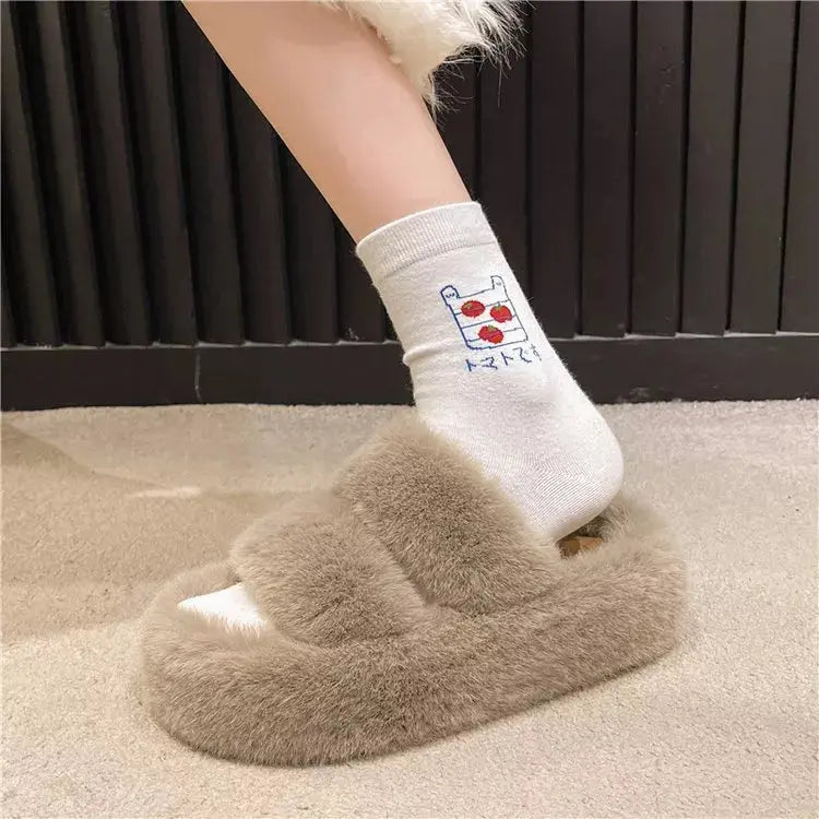 Fuzzy Open Toe Slippers Simply Love