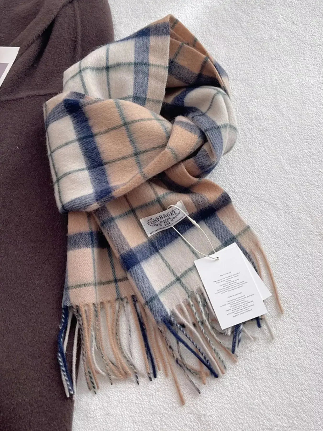 100% Wool Plaid Fringe Scarf Simply Love
