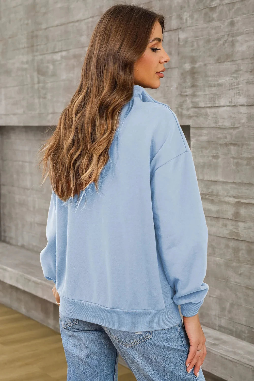 Quarter Zip Dropped Shoulder Sweatshirt Coco’s Tee Boutique