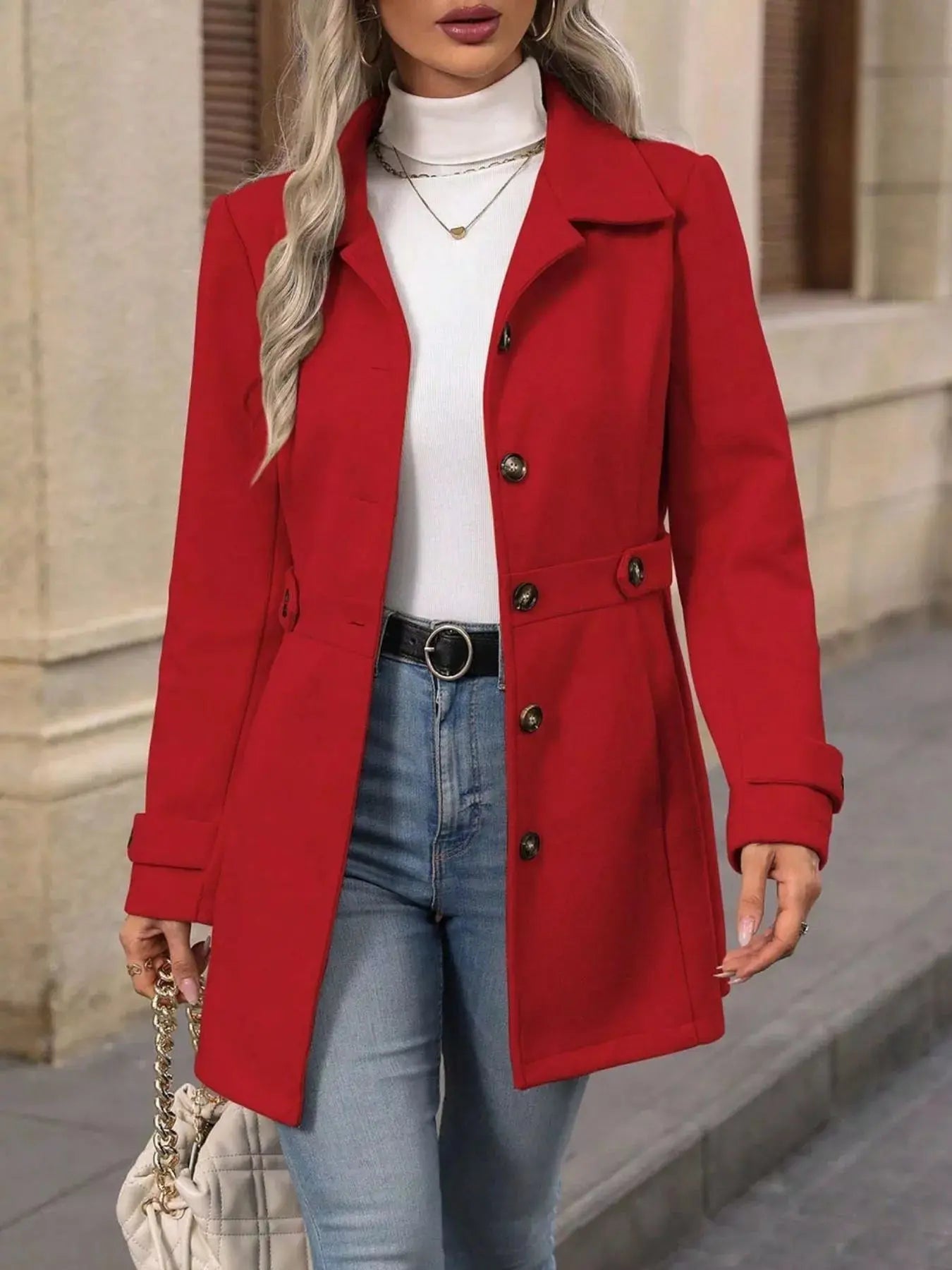 Button Up Long Sleeve Coat Simply Love