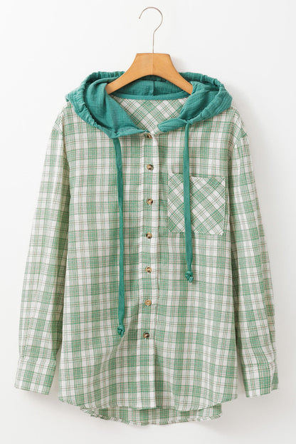 Ariella Checkered Loose Fit Buttoned Hooded Shacket - Love Salve 
