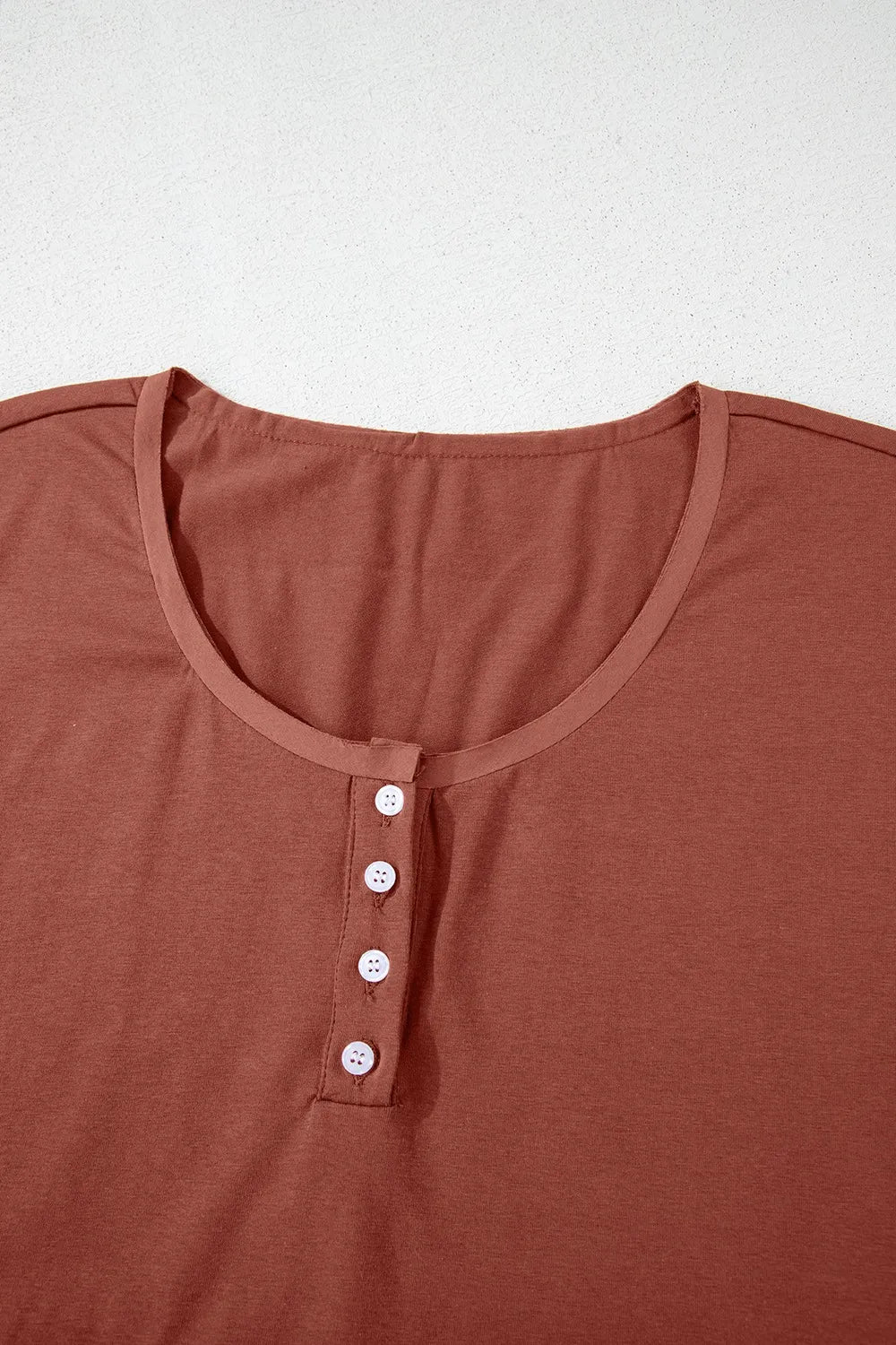 Short Sleeve U Neck Buttons Splicing Ruffle Blouse