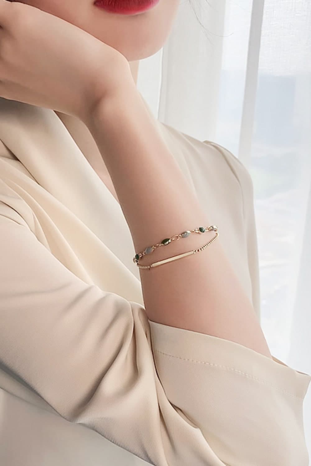 Alloy Double-Layered Bracelet.