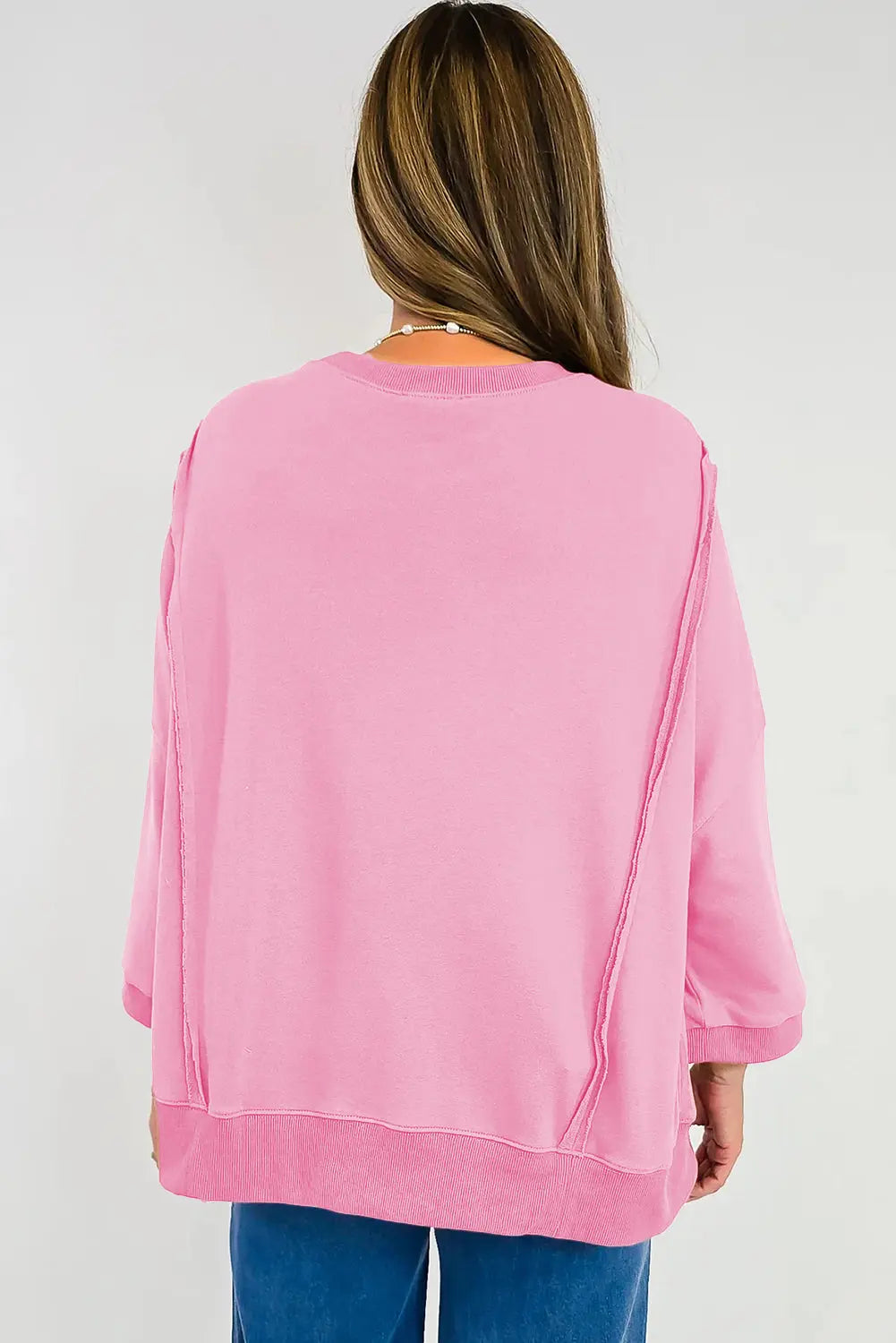 Pink Floral Bow Patched Patchwork Exposed Seam Slit Baggy Sweatshirt Dear-Lover Dropshipping