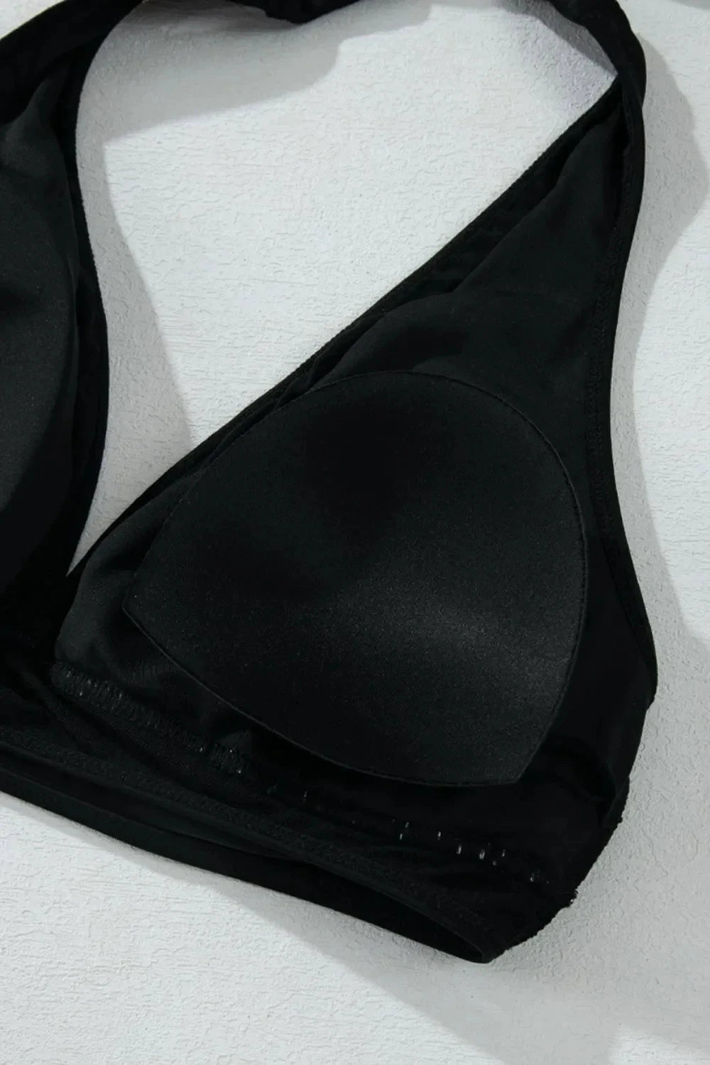 Sheer Mesh Edged Halter V Neck Push Up Bikini Set Simply Love