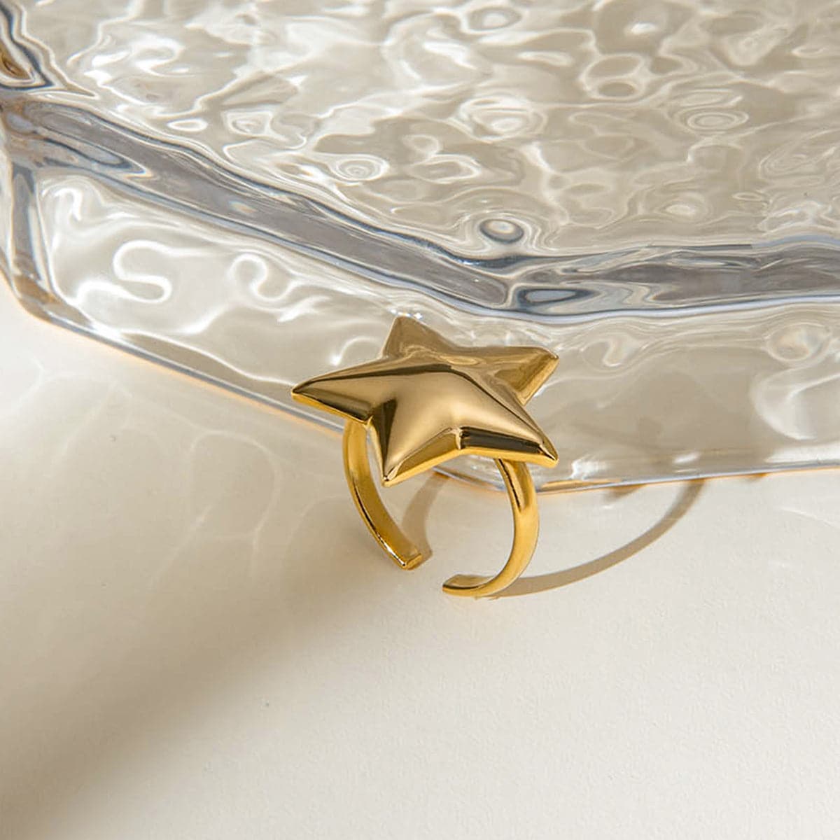 18K Gold-Plated Stainless Steel Star Ring.