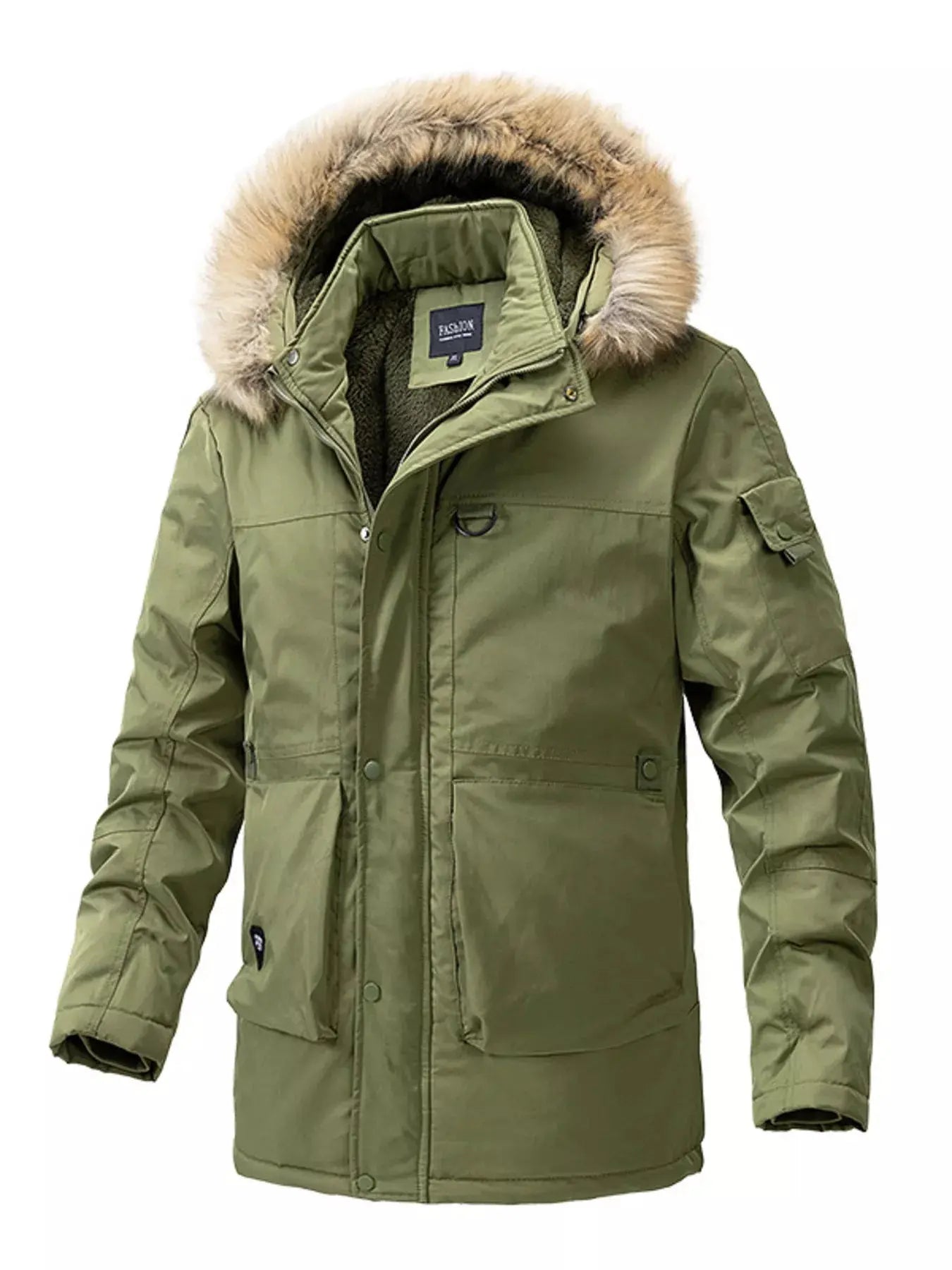 Mens Plus Size Fur Hooded Winter Parka Coat With Pockets Simply Love