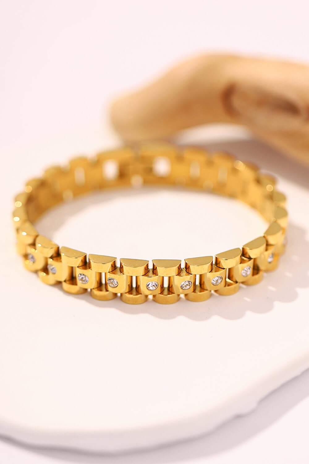 18K Gold-Plated Stainless Steel Zircon Bracelet.