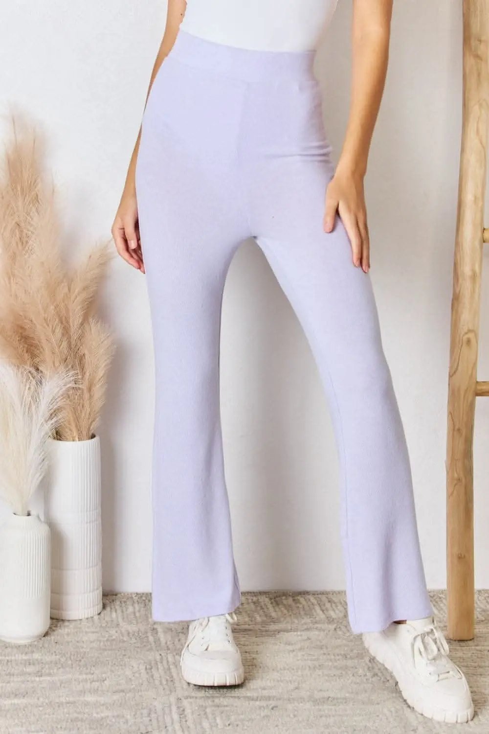 RISEN Full Size High Waist Ultra Soft Knit Flare Pants - Love Salve 