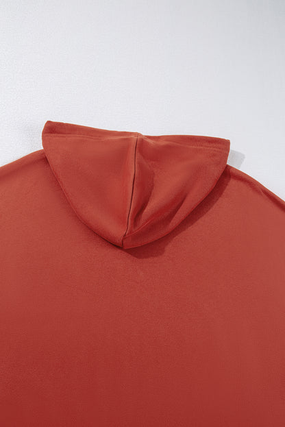 Cozy red clay oversized drawstring hoodie with pockets