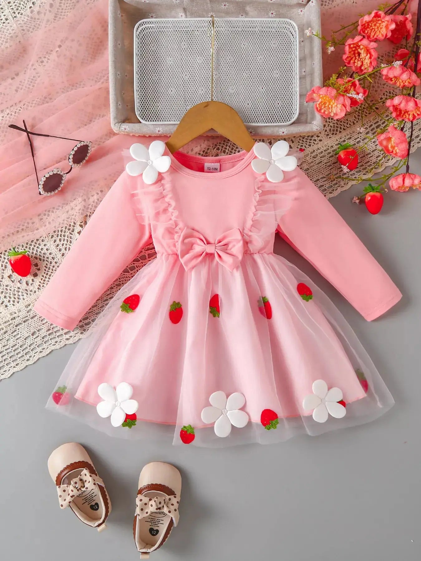 Children's Bow Decor Ruffle Trim Dress Simply Love