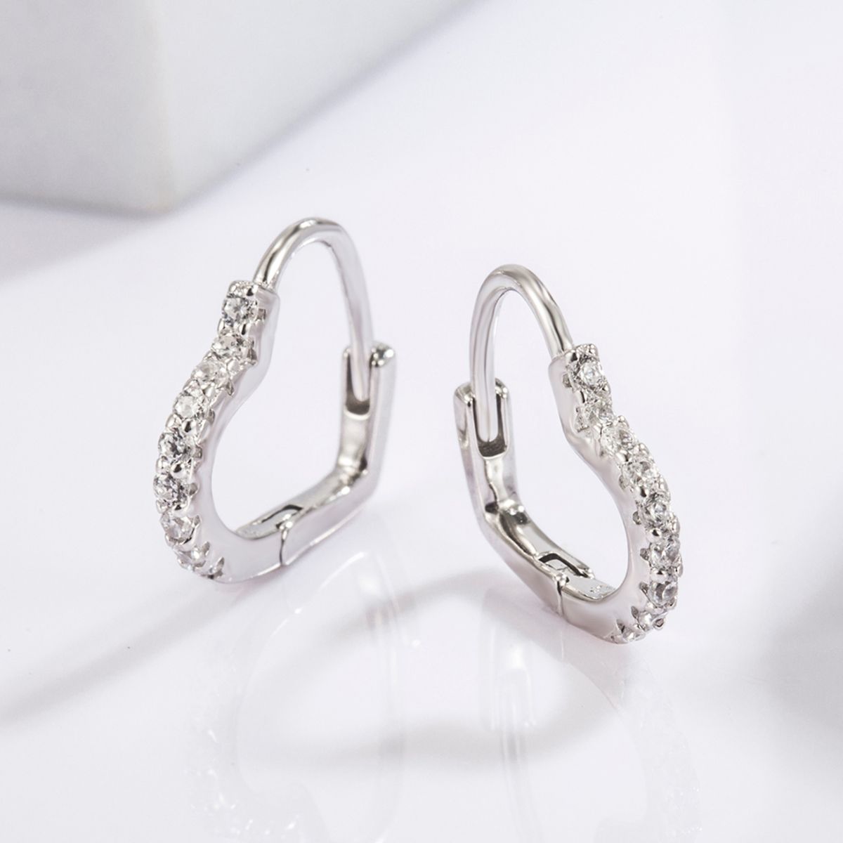 925 Serling Silver Zircon Heart Shape Earrings Coco’s Tee Boutique